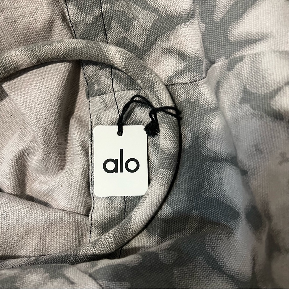Alo Gray Tie Dye Oversized 100% Cotton Canvas Gym Yoga Travel Tote Bag - Picture 3 of 6